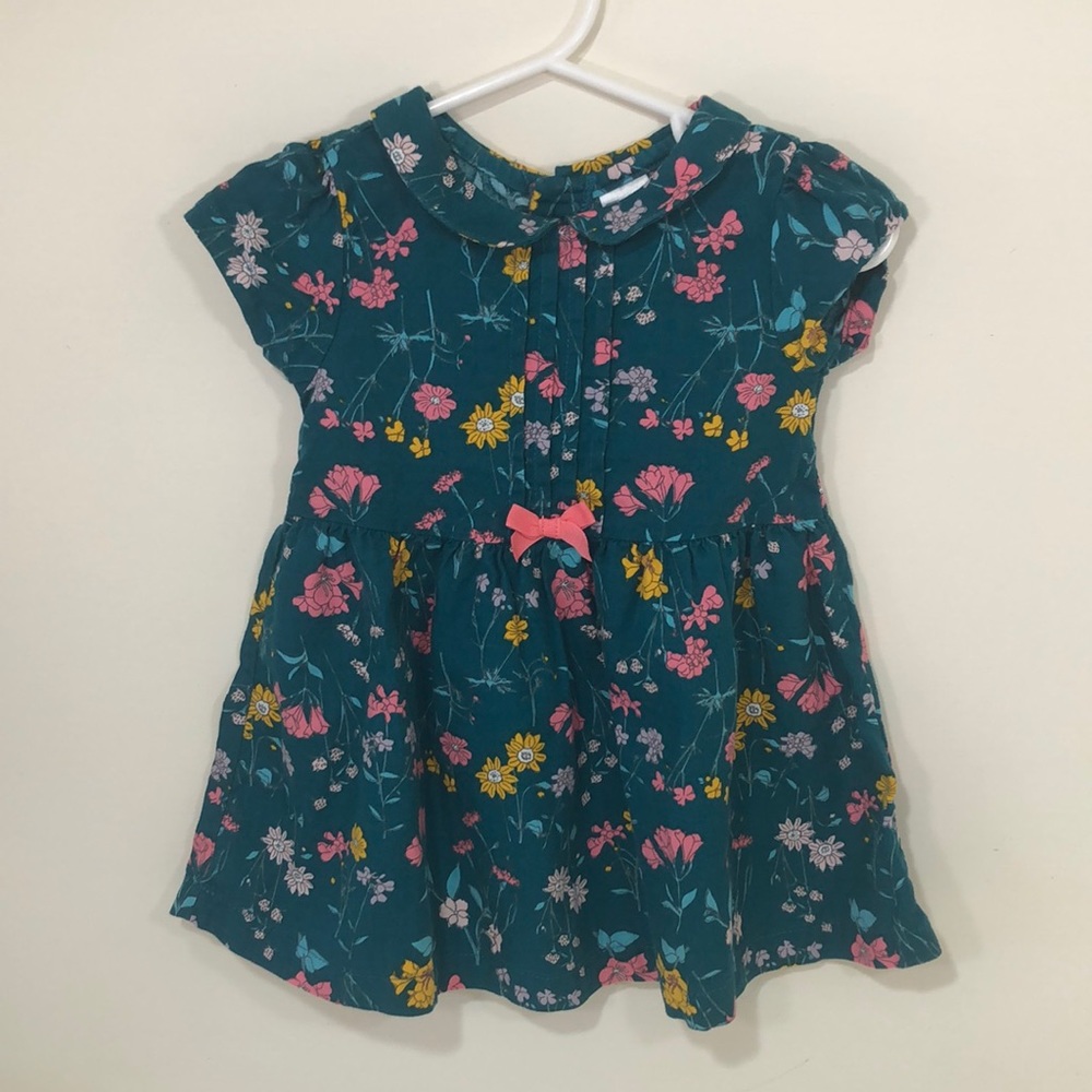 Green Floral Print Dress - 9 mos.